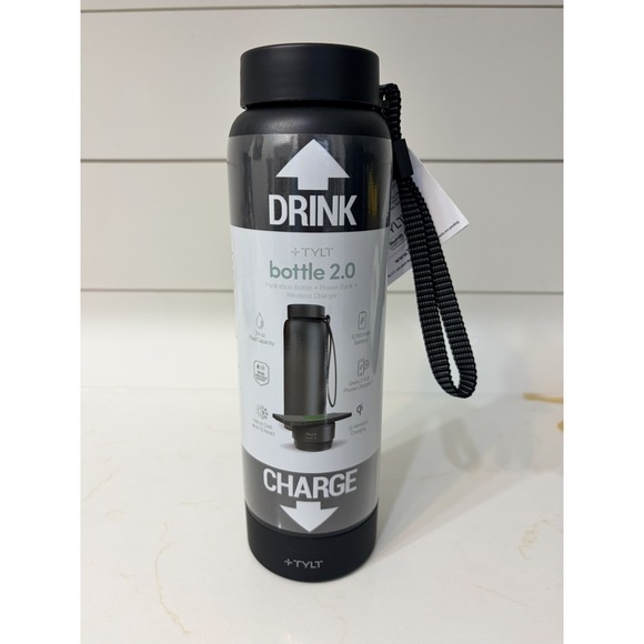 Tylt Other - TYLT Bottle 2.0 Hydration Bottle with Power Bank and Wireless Charger PWRBTL24BK